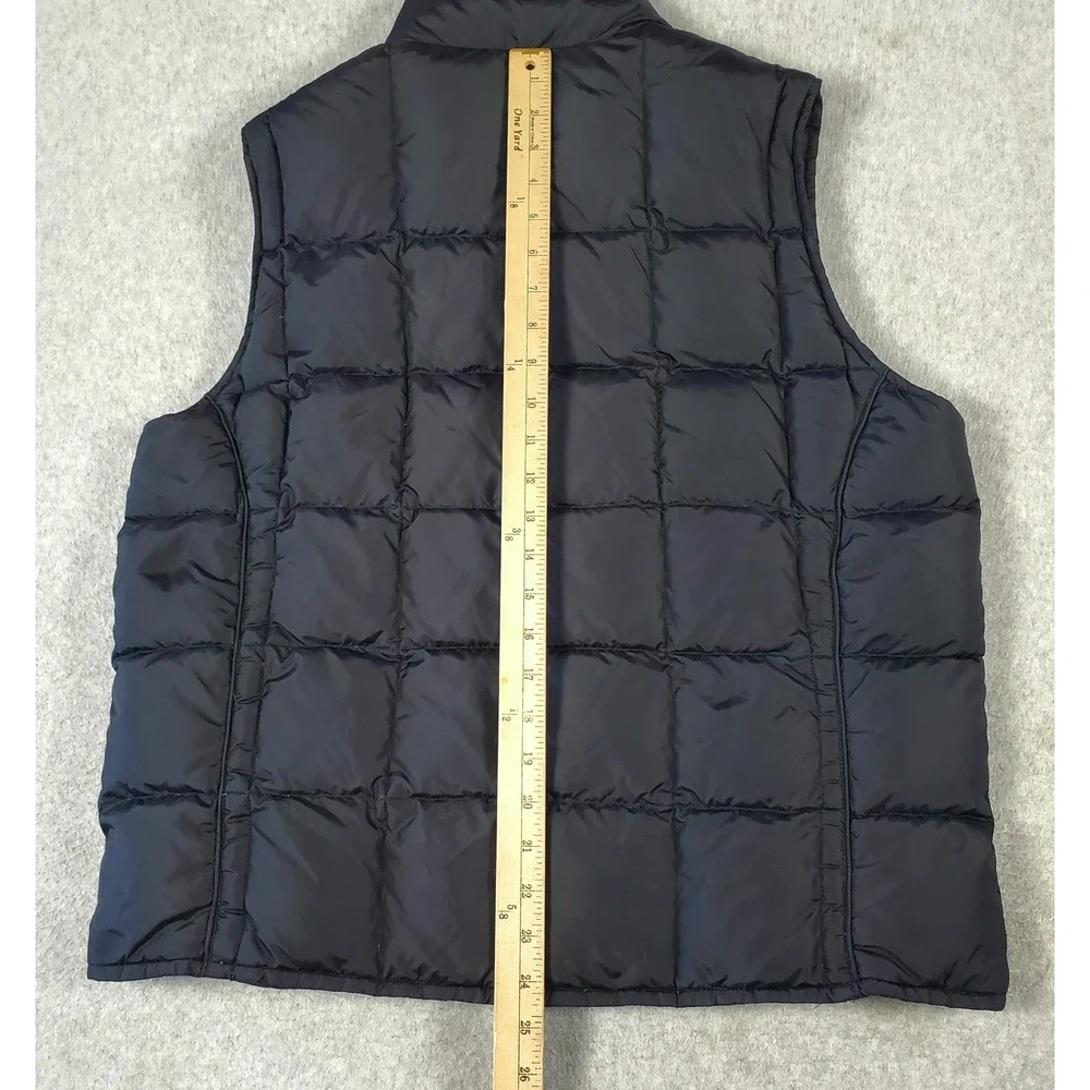 Eddie Bauer Goose Down Puffer Vest Mens Sz Large Black Quilted Full Zip Pockets
